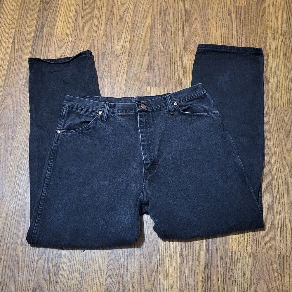 Wrangler 13MWZ Men’s 36x32 Black Vintage Thick Denim Western Jeans VTG USA D29